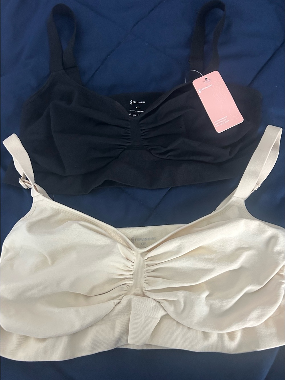2 Stretch Feelingirl Comfort Bras - Black & Cream